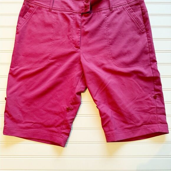 Izod Pink Bermuda Golf Shorts Size 14 Comfort Stretch Roll Tab UV Wicking - Picture 1 of 5